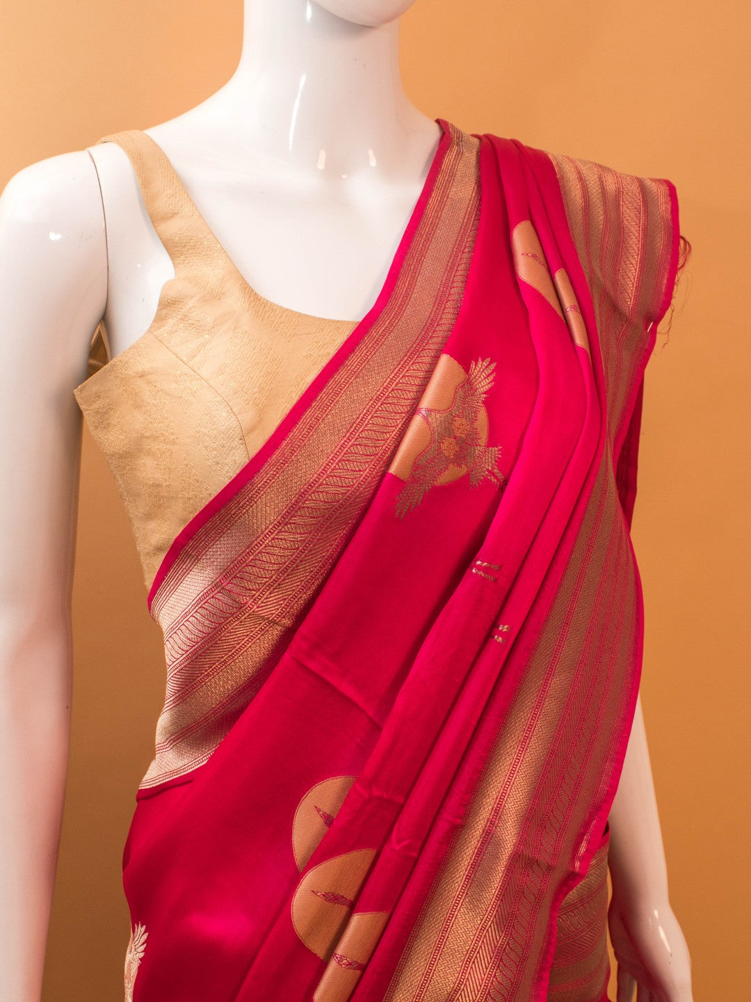Flying Flamingo In Contemporary Masru Silk Saree