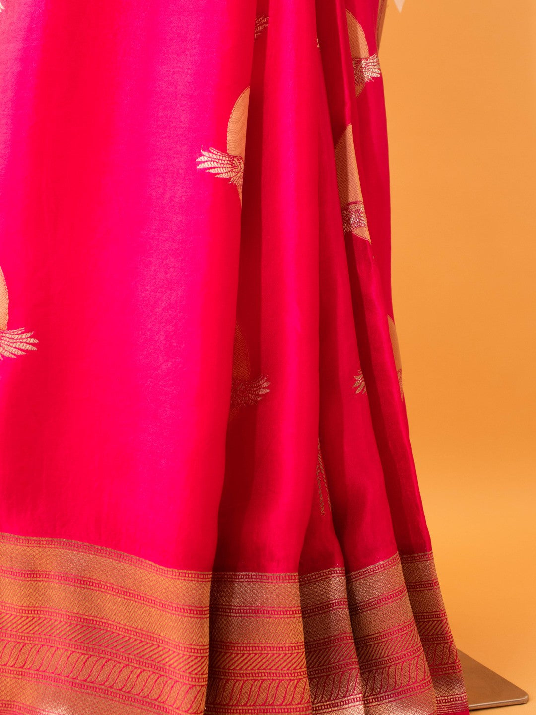 Flying Flamingo In Contemporary Masru Silk Saree
