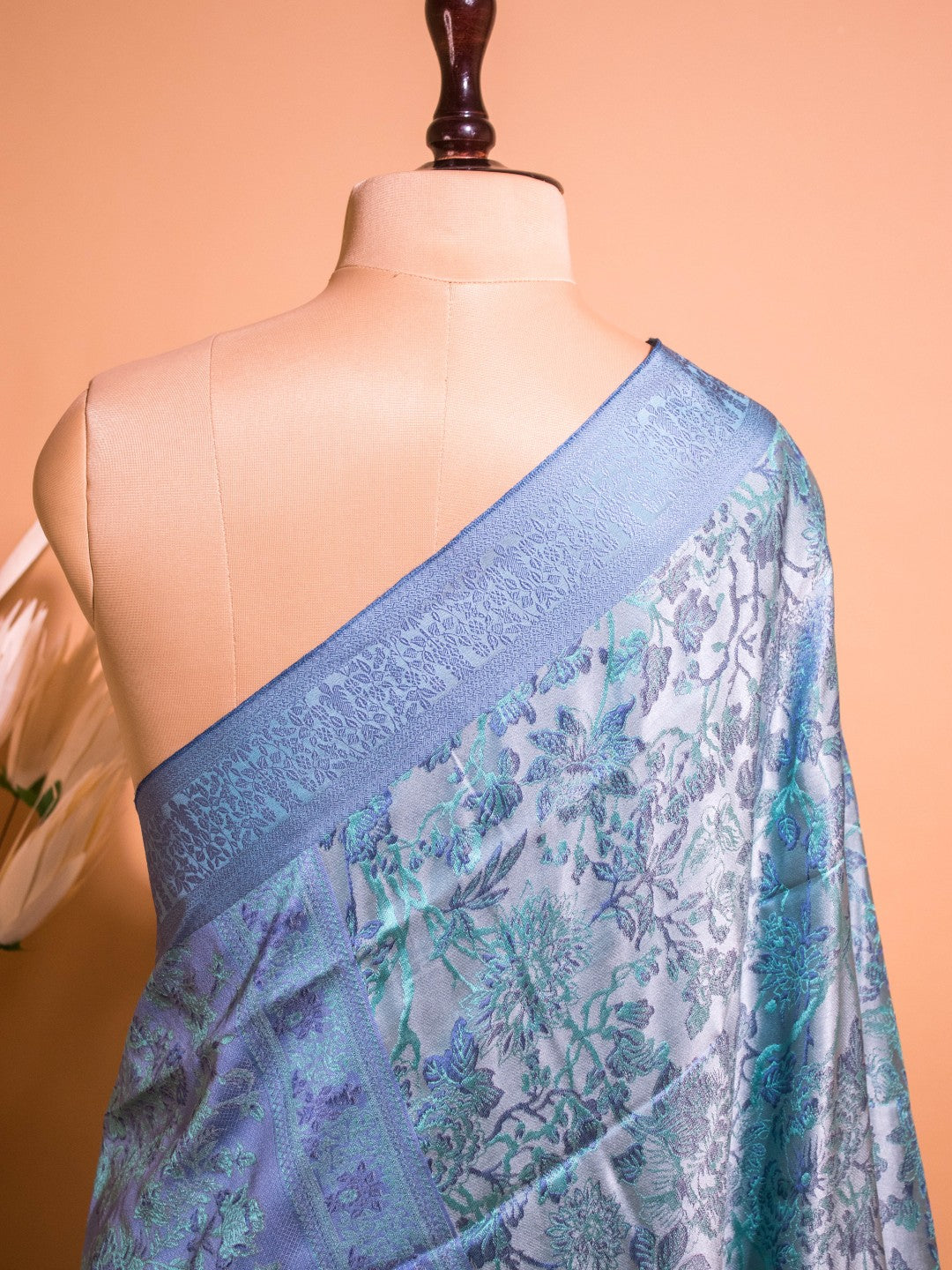 Handloom Banarasi Resham Tanchui In Pure Silk Saree- Blue