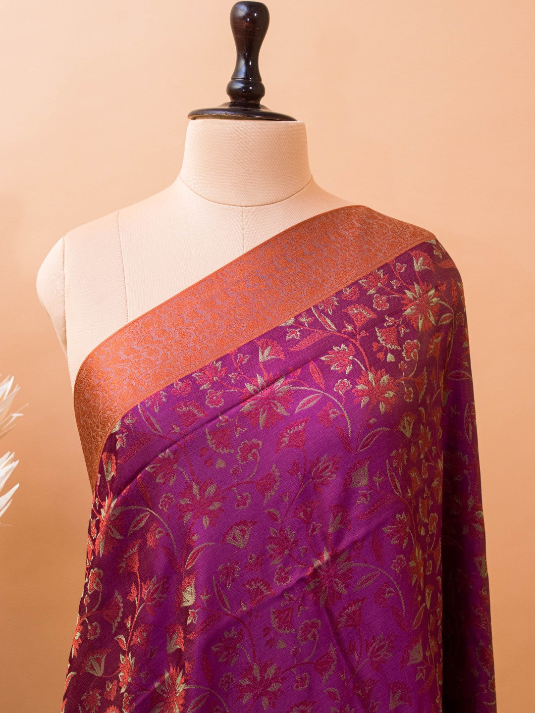 Handloom Banarasi Resham Tanchui In Pure Silk Saree- Wine