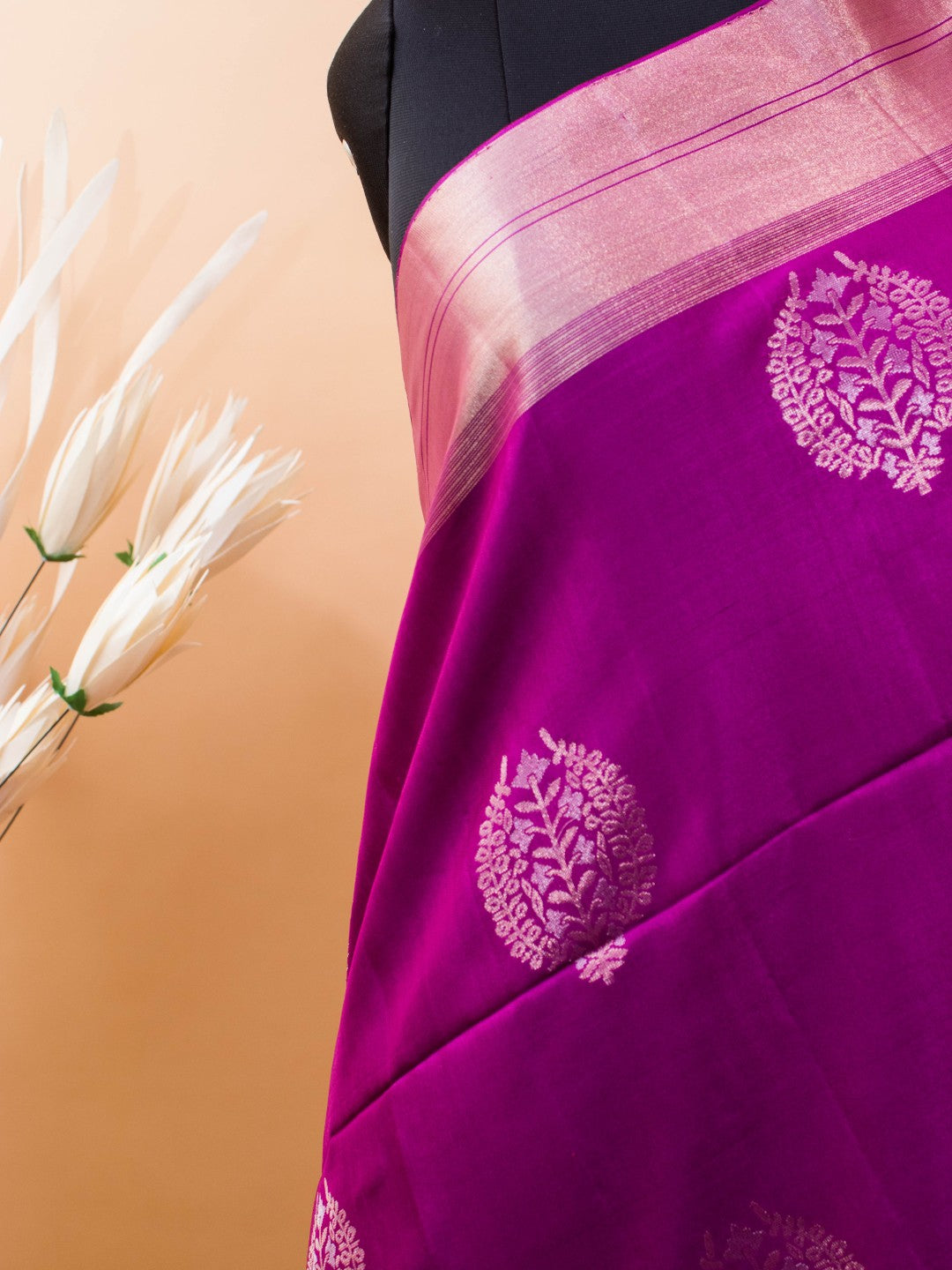 Contemporary Style Designer Sarees In Pure Silk -wine