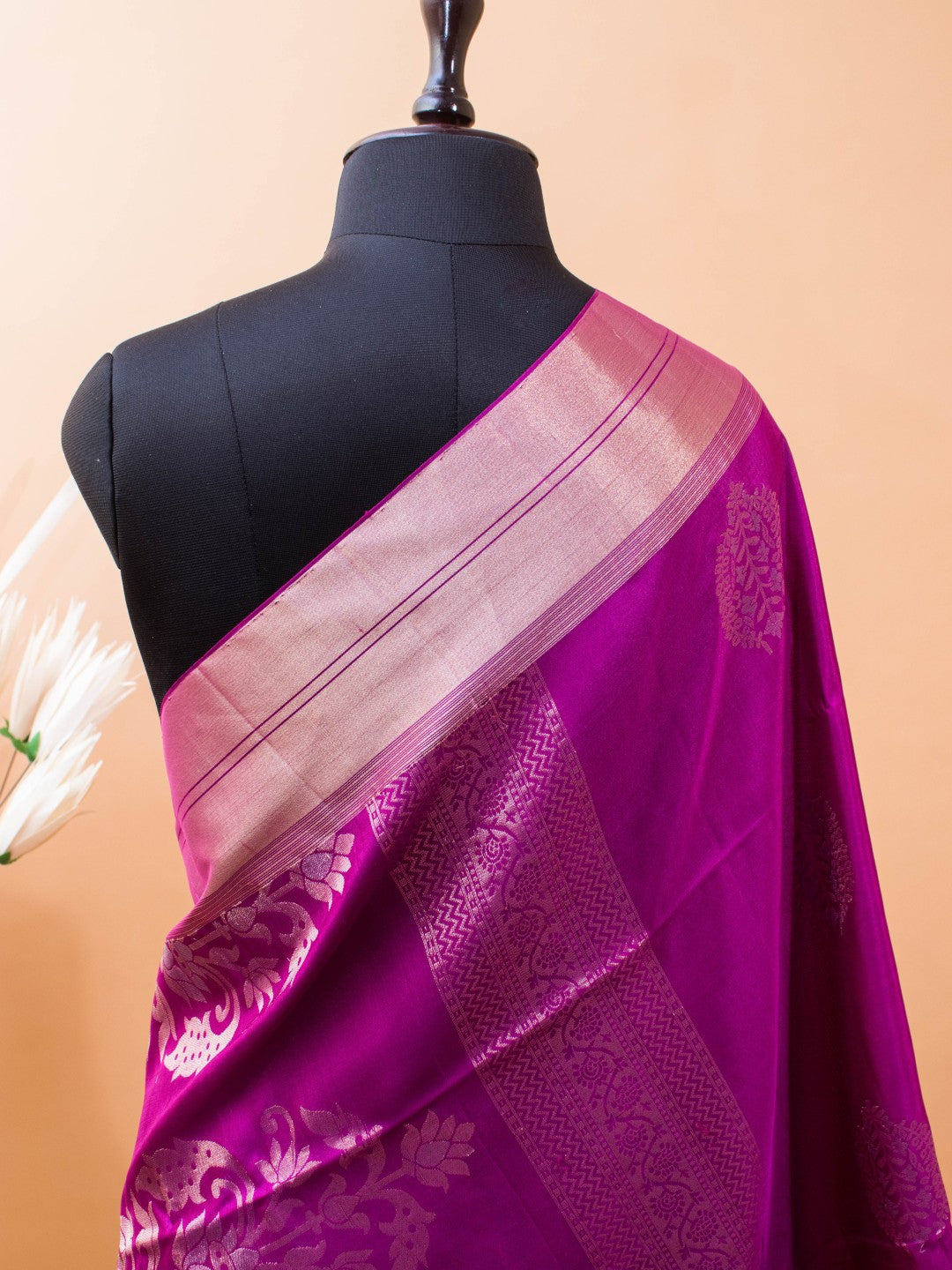 Contemporary Style Designer Sarees In Pure Silk -wine