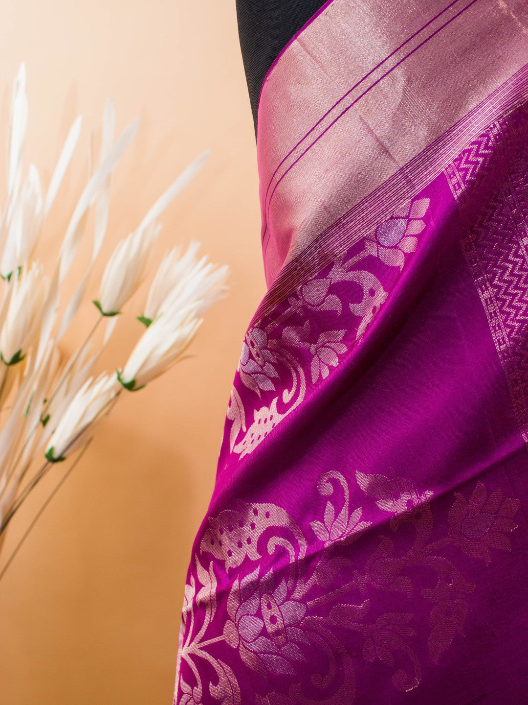 Contemporary Style Designer Sarees In Pure Silk -wine