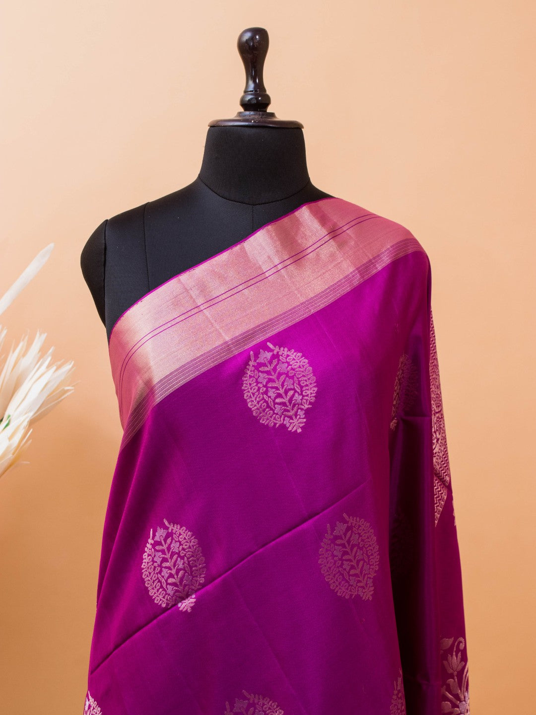 Contemporary Style Designer Sarees In Pure Silk -wine