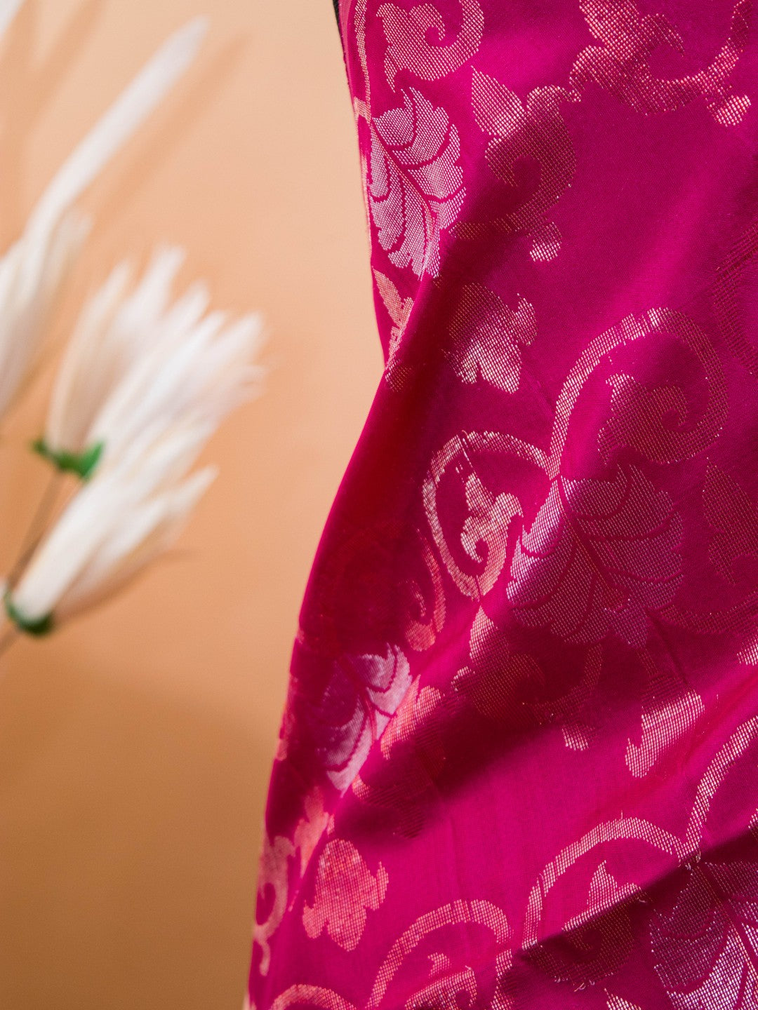 Contemporary Zari Weaving In Pure Silk - Orange