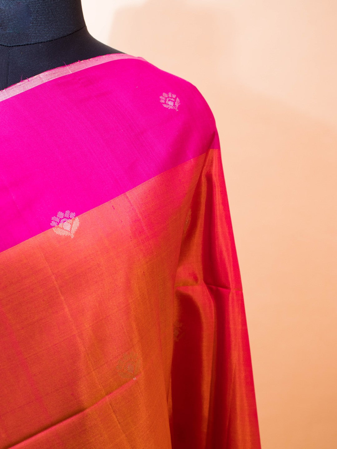 Contemporary Zari Weaving In Pure Silk - Orange