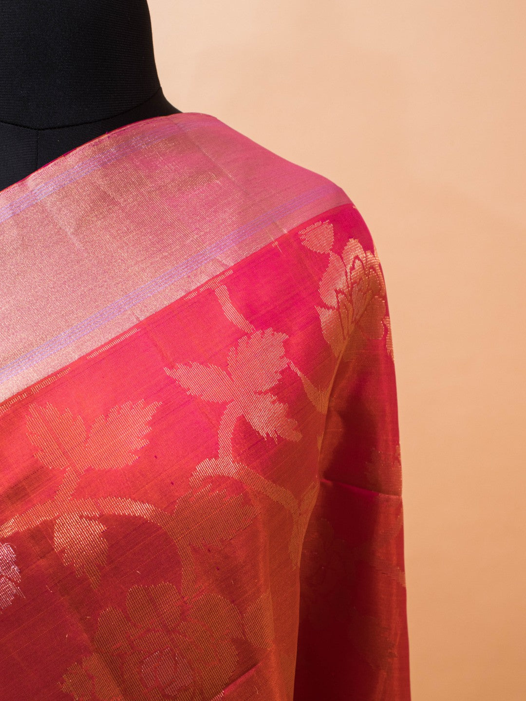 Contemporary Style Gold N Silver Jaal In Pure Silk