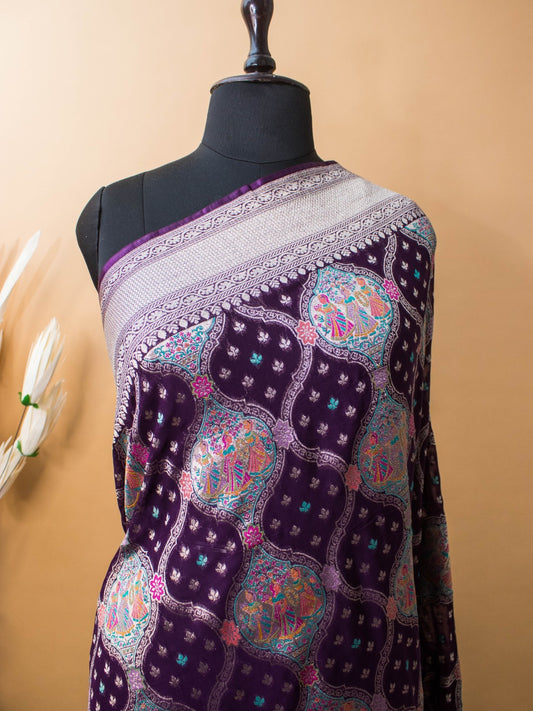 Khaddi Bandhej With Meenakari Weaving - Wine