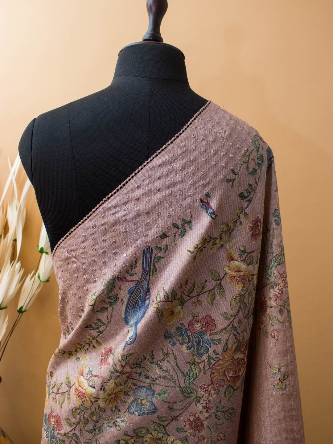 Pure Tussar Silk Printed In Sober N Elegant Taste
