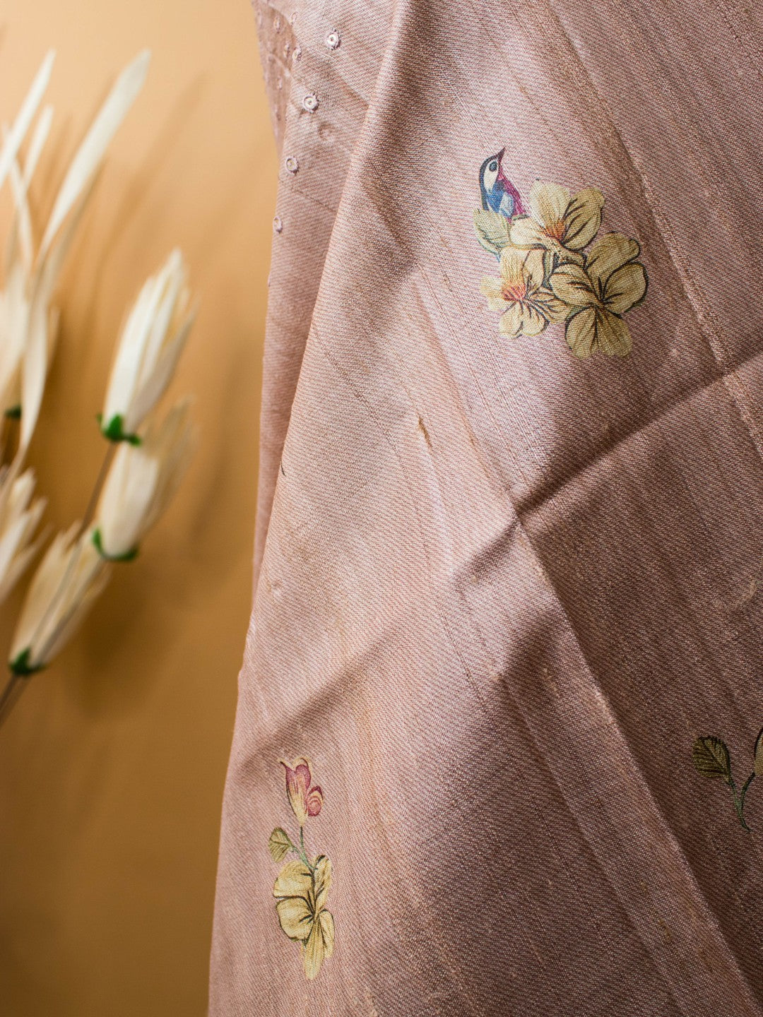Pure Tussar Silk Printed In Sober N Elegant Taste