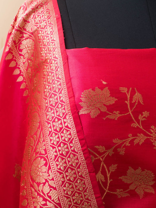 Pure Kataan Silk Jaal Weaved Suit With Buti Weaving Dupatta 3pc