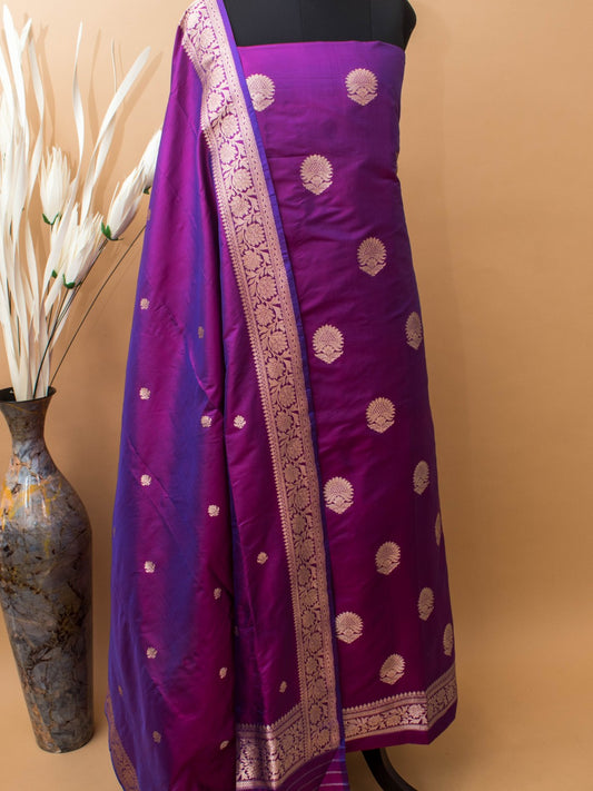 Pure Kataan Silk Handloom Kadhuwa Weaving Suit Fabric 3pc
