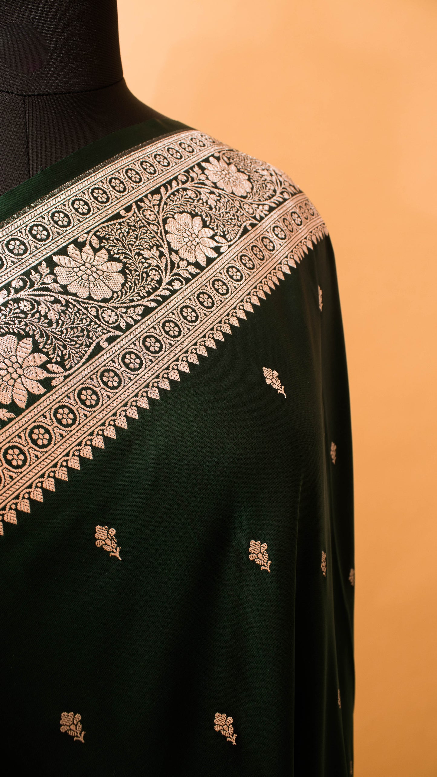 Banarasi Mashru Silk Small Butti All Over - Green