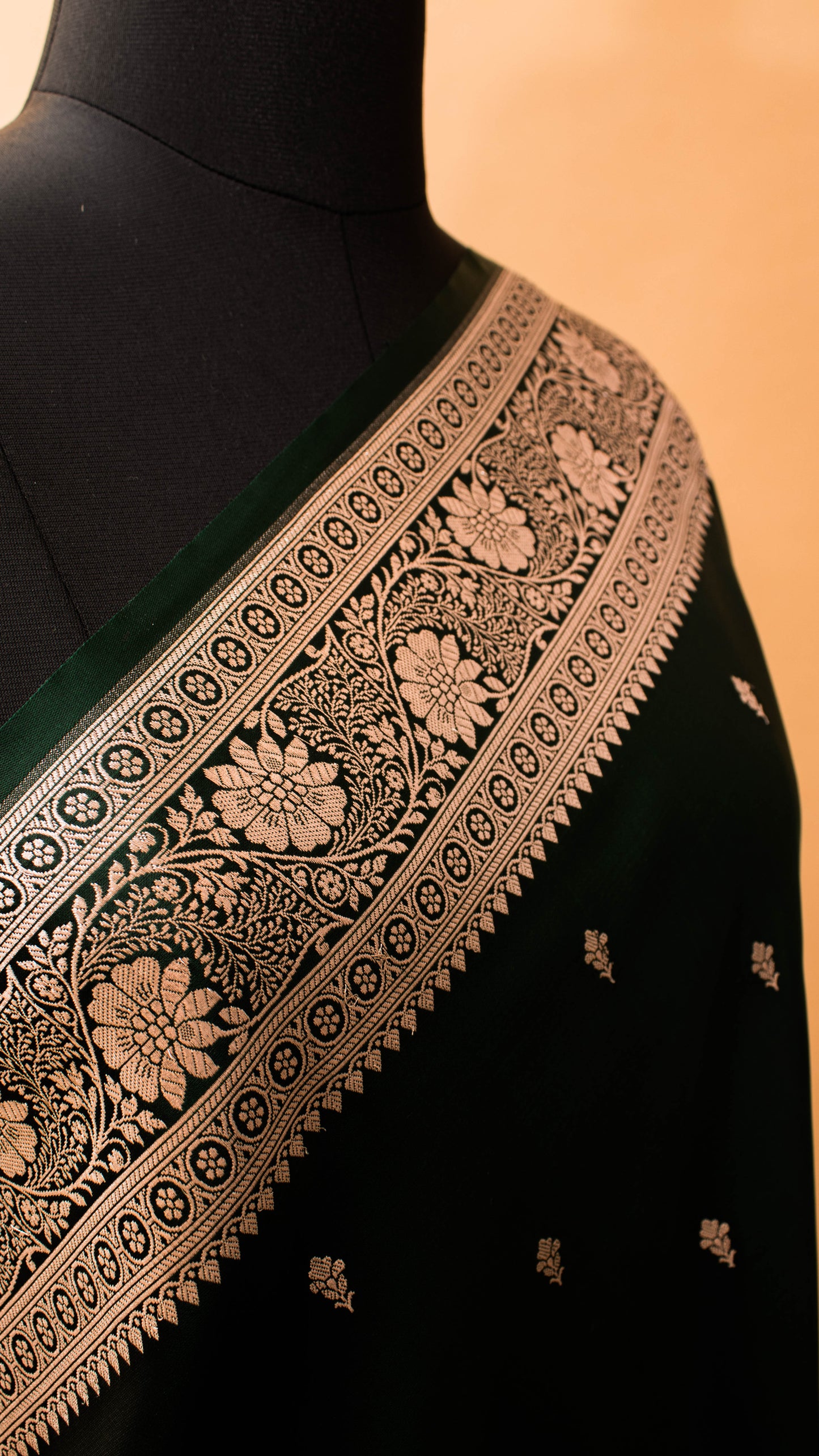 Banarasi Mashru Silk Small Butti All Over - Green