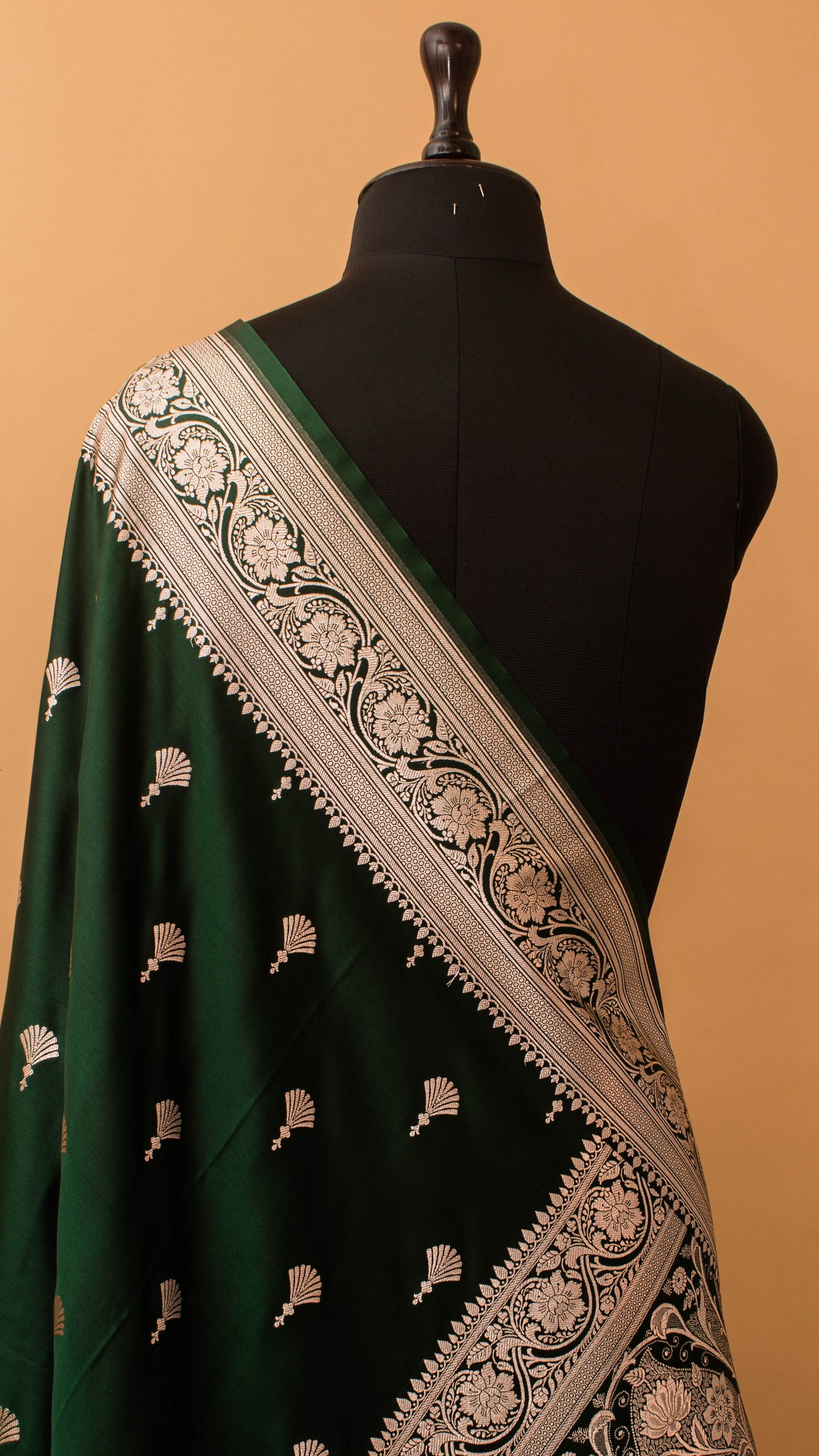 Banarasi Mashru Silk Fountain Butti All Over - Green