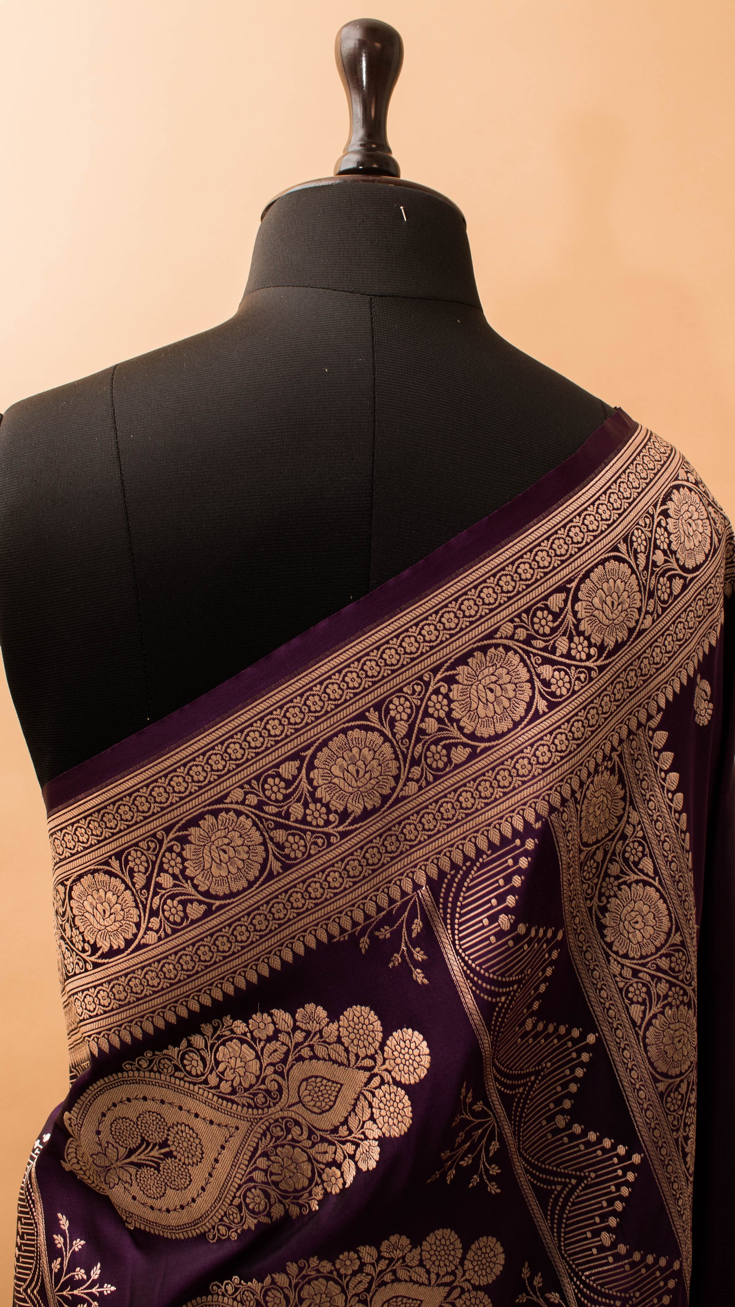 Banarasi Mashru Silk Small Motif All Over - Purple