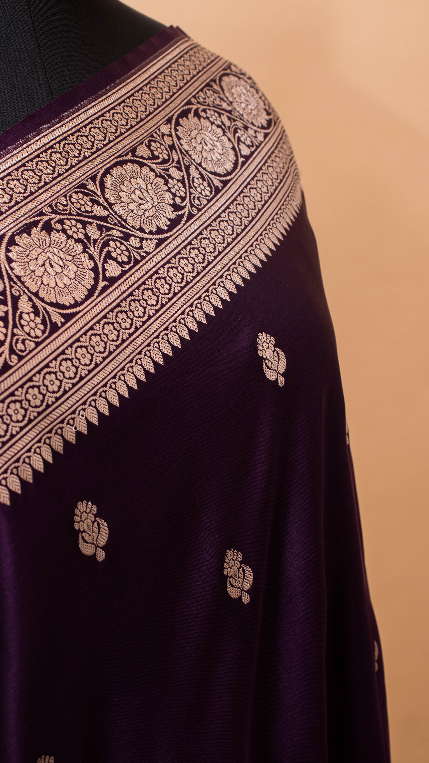 Banarasi Mashru Silk Small Motif All Over - Purple