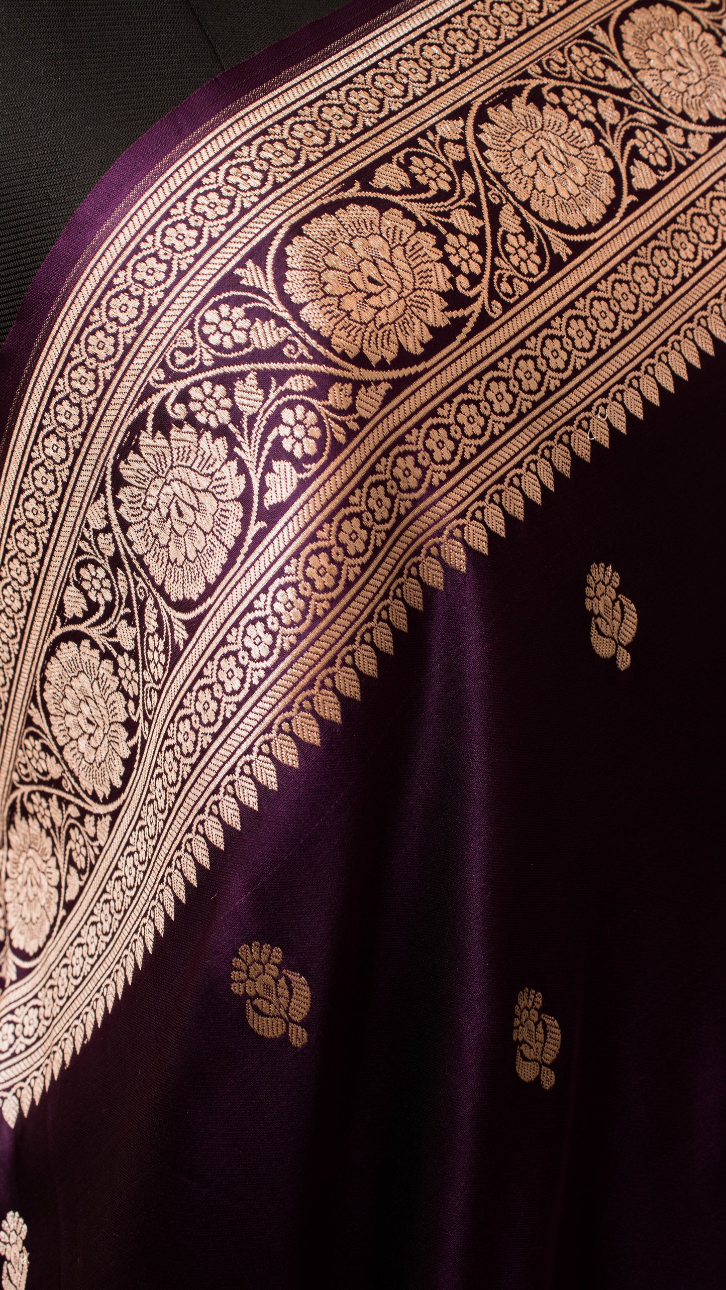 Banarasi Mashru Silk Small Motif All Over - Purple