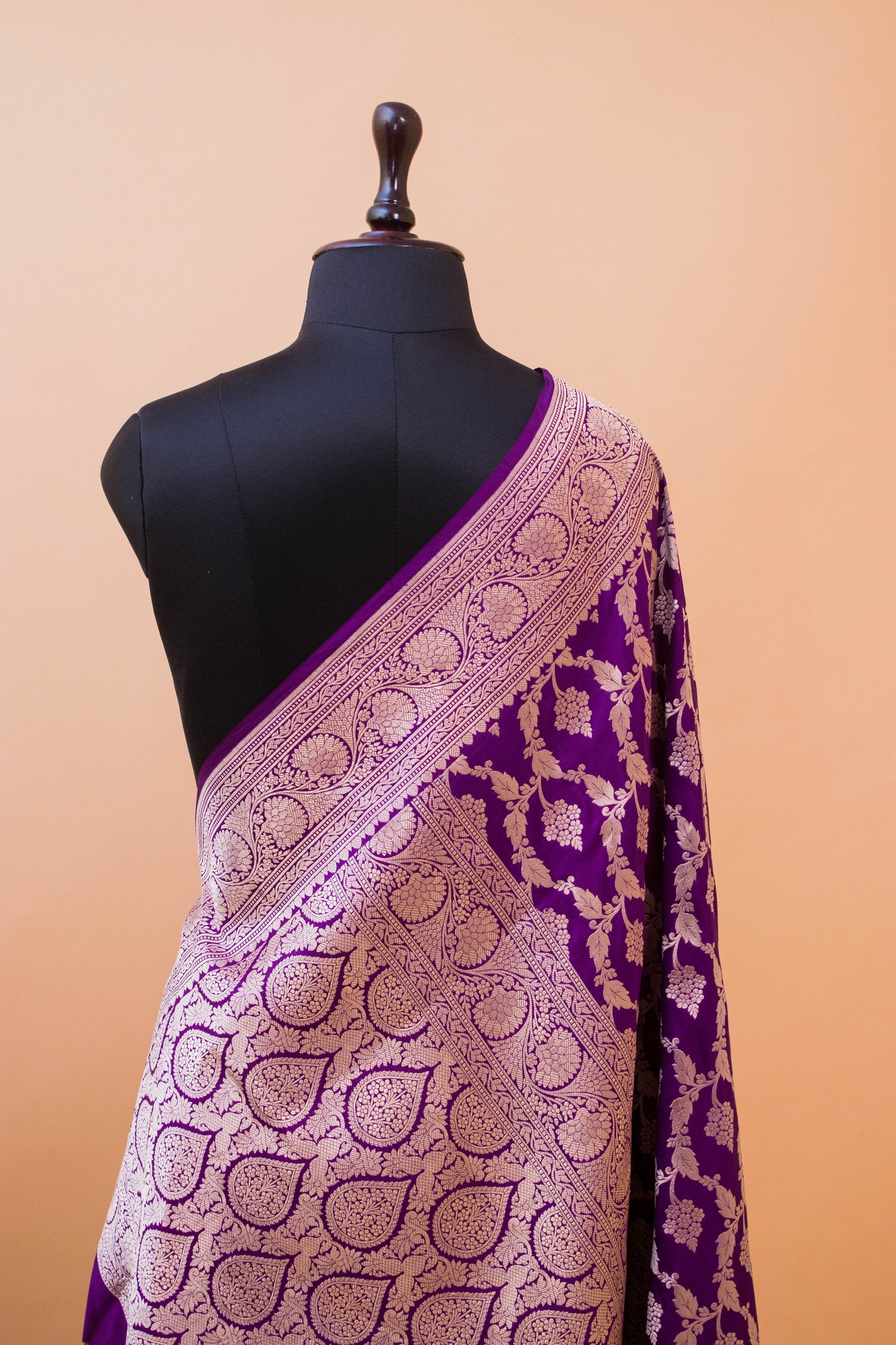 Traditional Banarsi Upaada Jaal Hand Weaved Purple