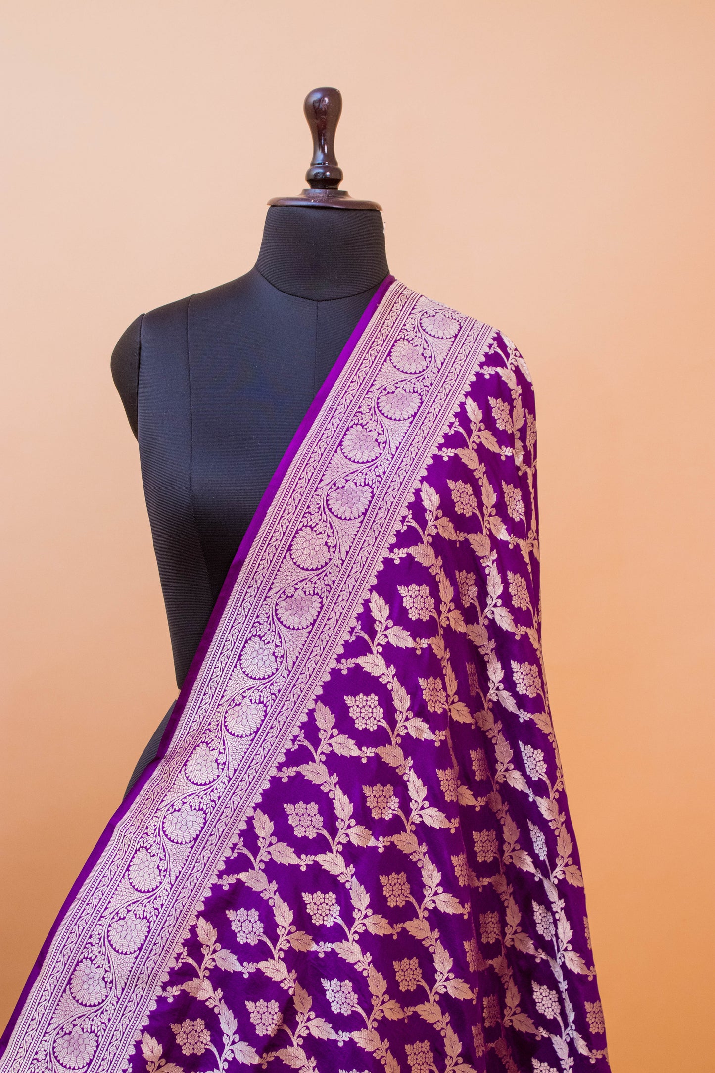 Traditional Banarsi Upaada Jaal Hand Weaved Purple