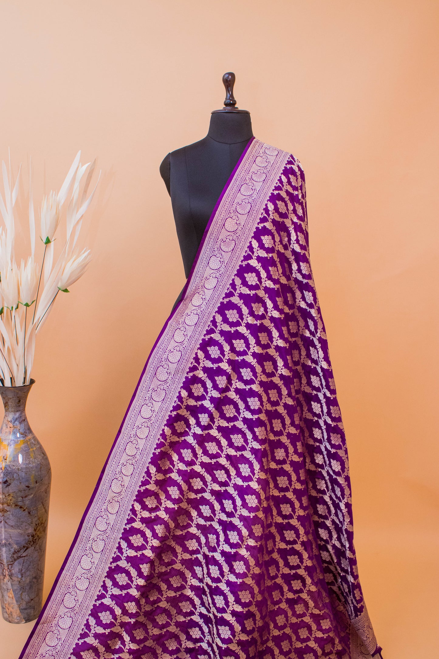 Traditional Banarsi Upaada Jaal Hand Weaved Purple