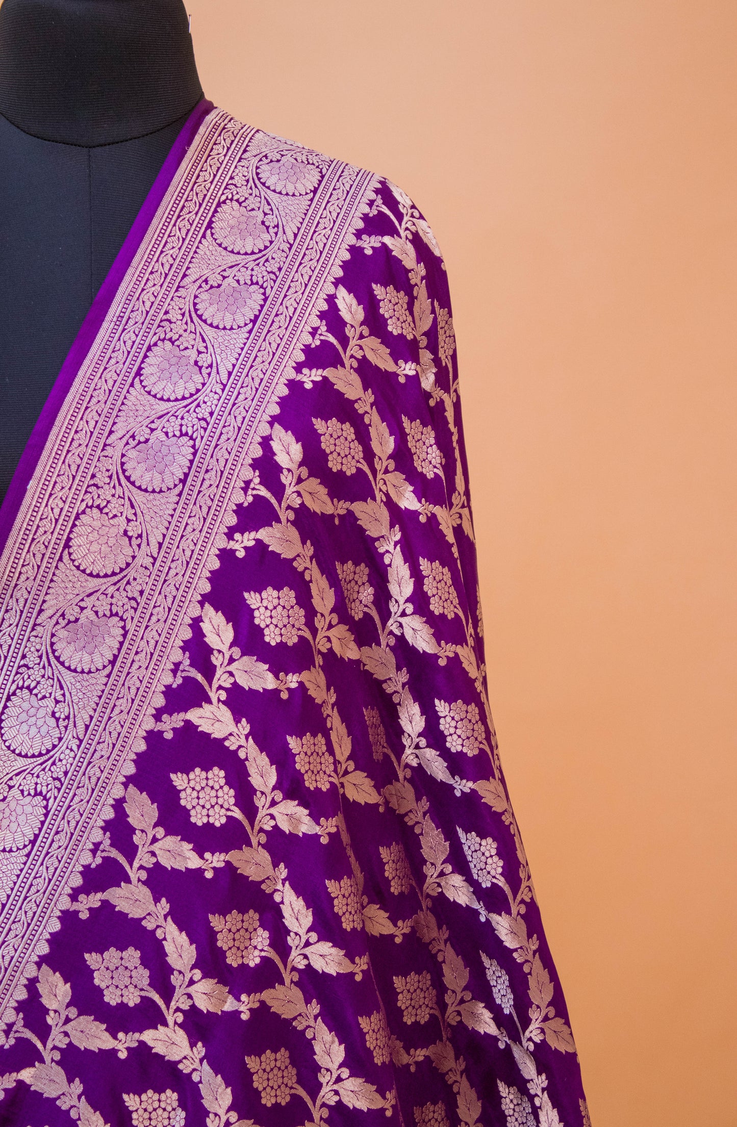 Traditional Banarsi Upaada Jaal Hand Weaved Purple