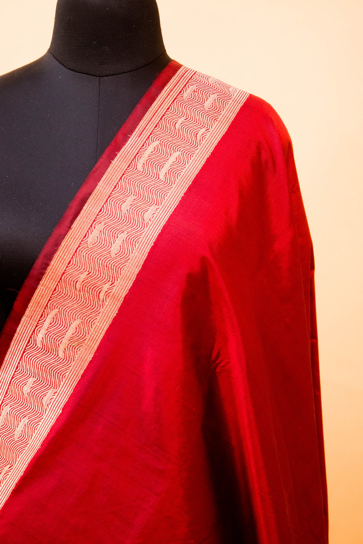 Handloom Banarasi Pure Katan Silk Ghaat Border - Maroon