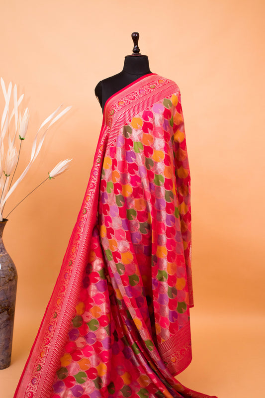 Traditional Rangkaat Weaving In Banarasi Silk - Red