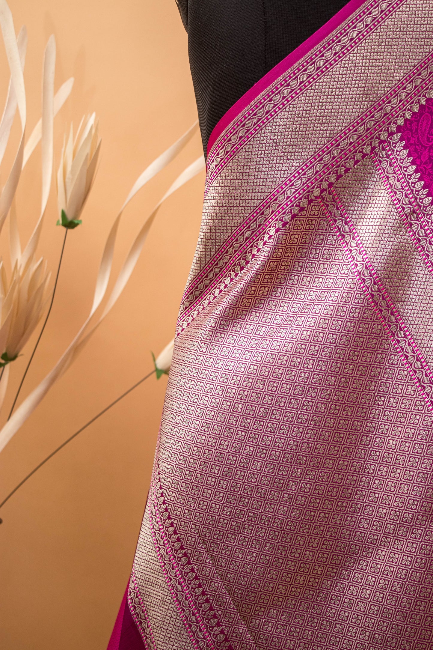 Traditional Banarsi Tanchui Weaving In Mashru Silk Fabric - Wine