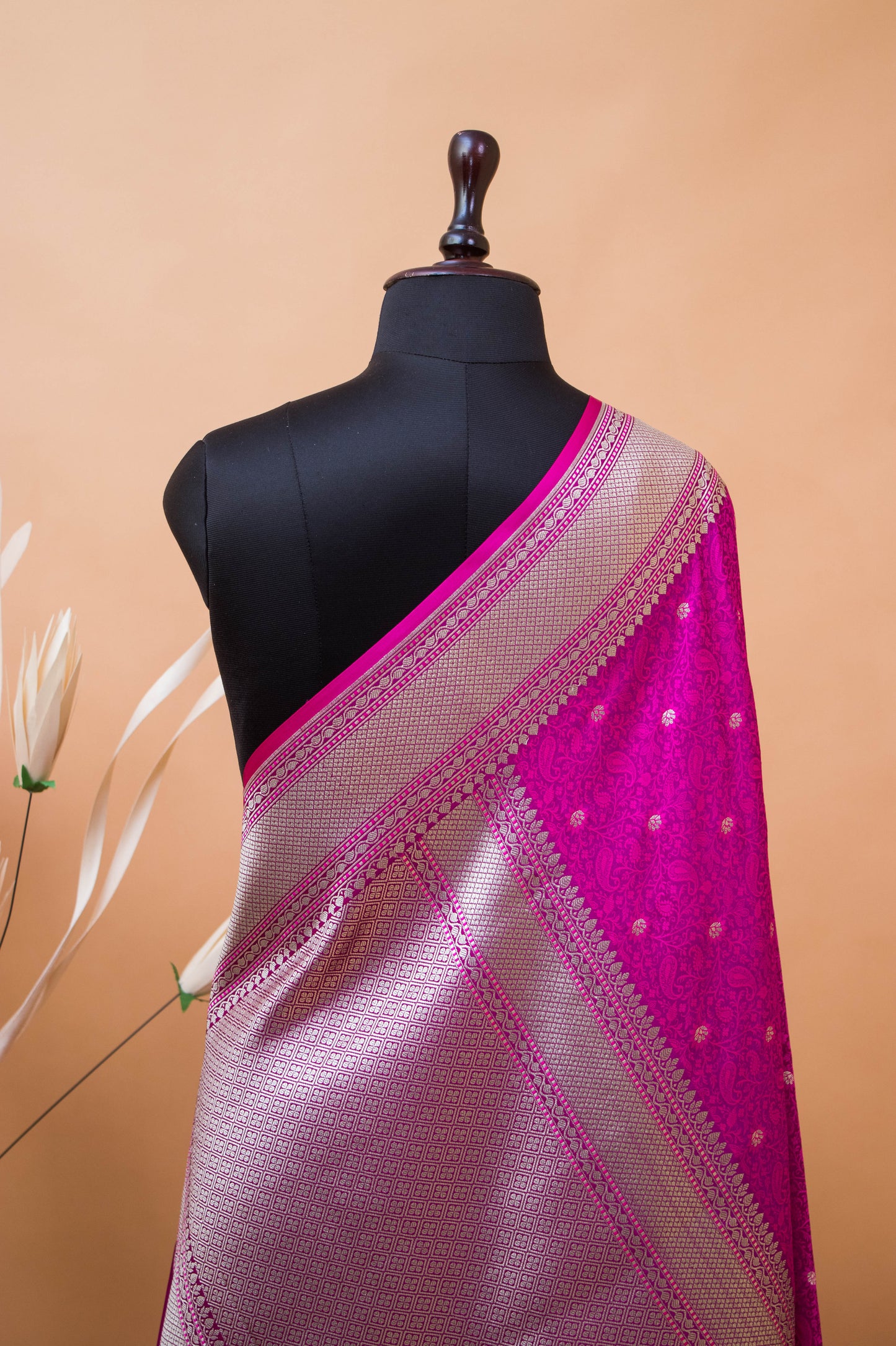 Traditional Banarsi Tanchui Weaving In Mashru Silk Fabric - Wine