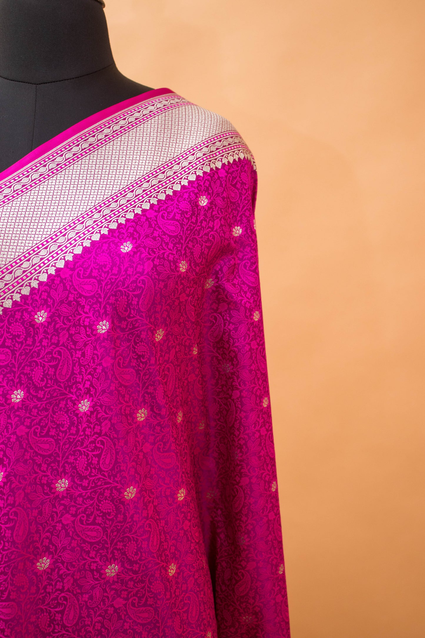 Traditional Banarsi Tanchui Weaving In Mashru Silk Fabric - Wine