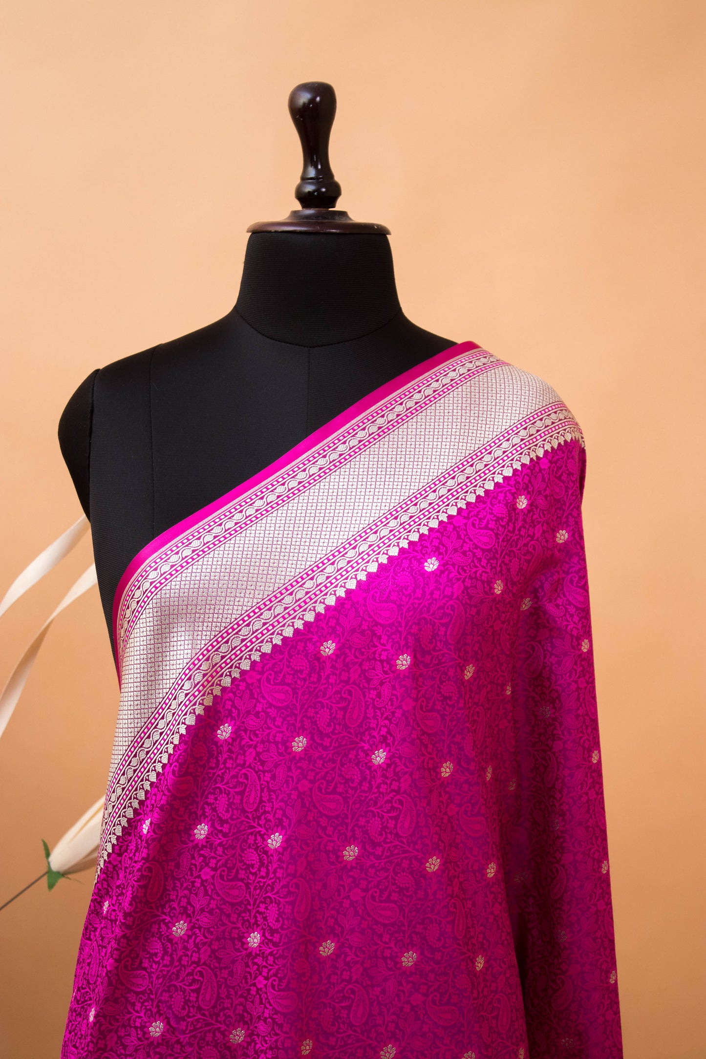 Traditional Banarsi Tanchui Weaving In Mashru Silk Fabric - Wine