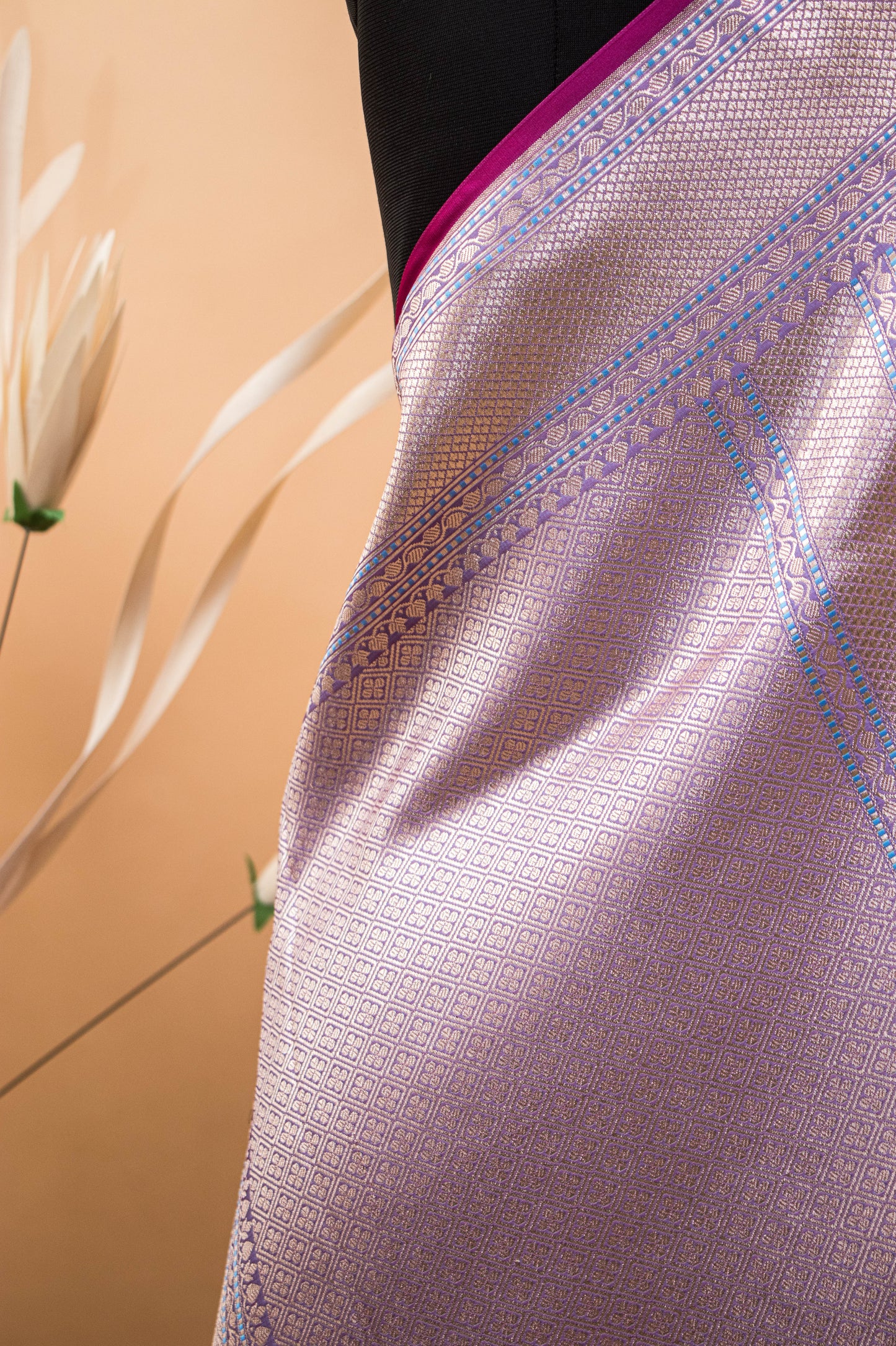 Traditional Banarsi Tanchui Weaving In Mashru Silk Fabric - Blue
