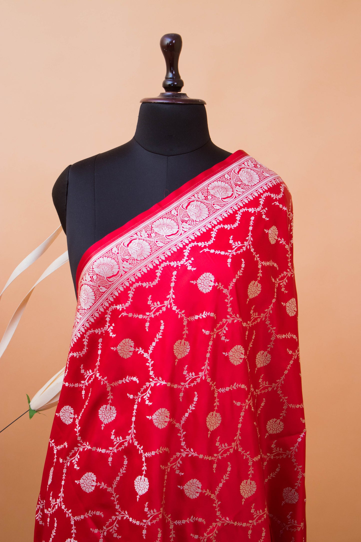 Wedding Banarasi Jaal Weaving In Mashru Silk - Red