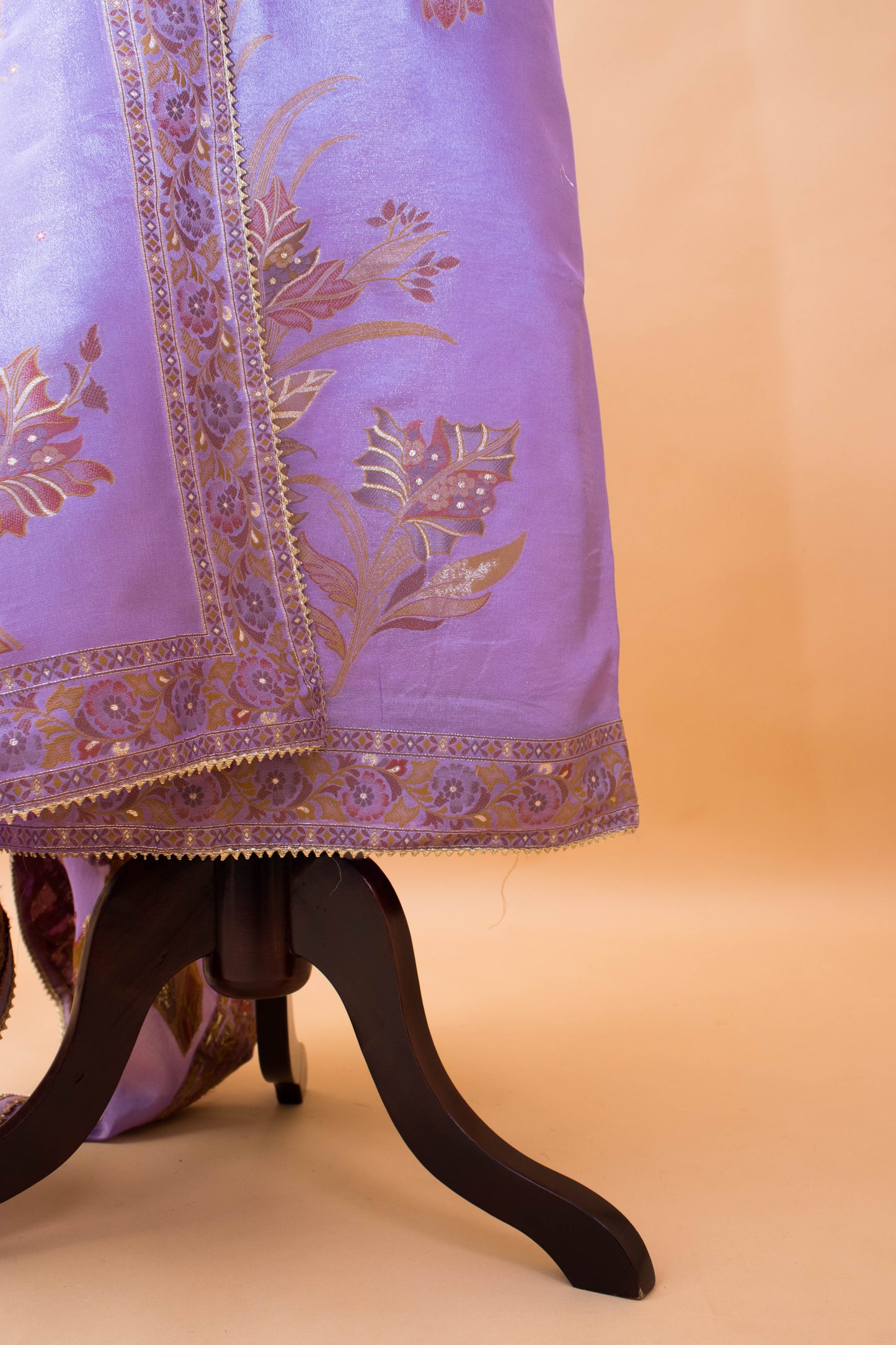 Banarasi Meenakri Weaving Suit Fabric In Georgette Tissue Fabric Purple