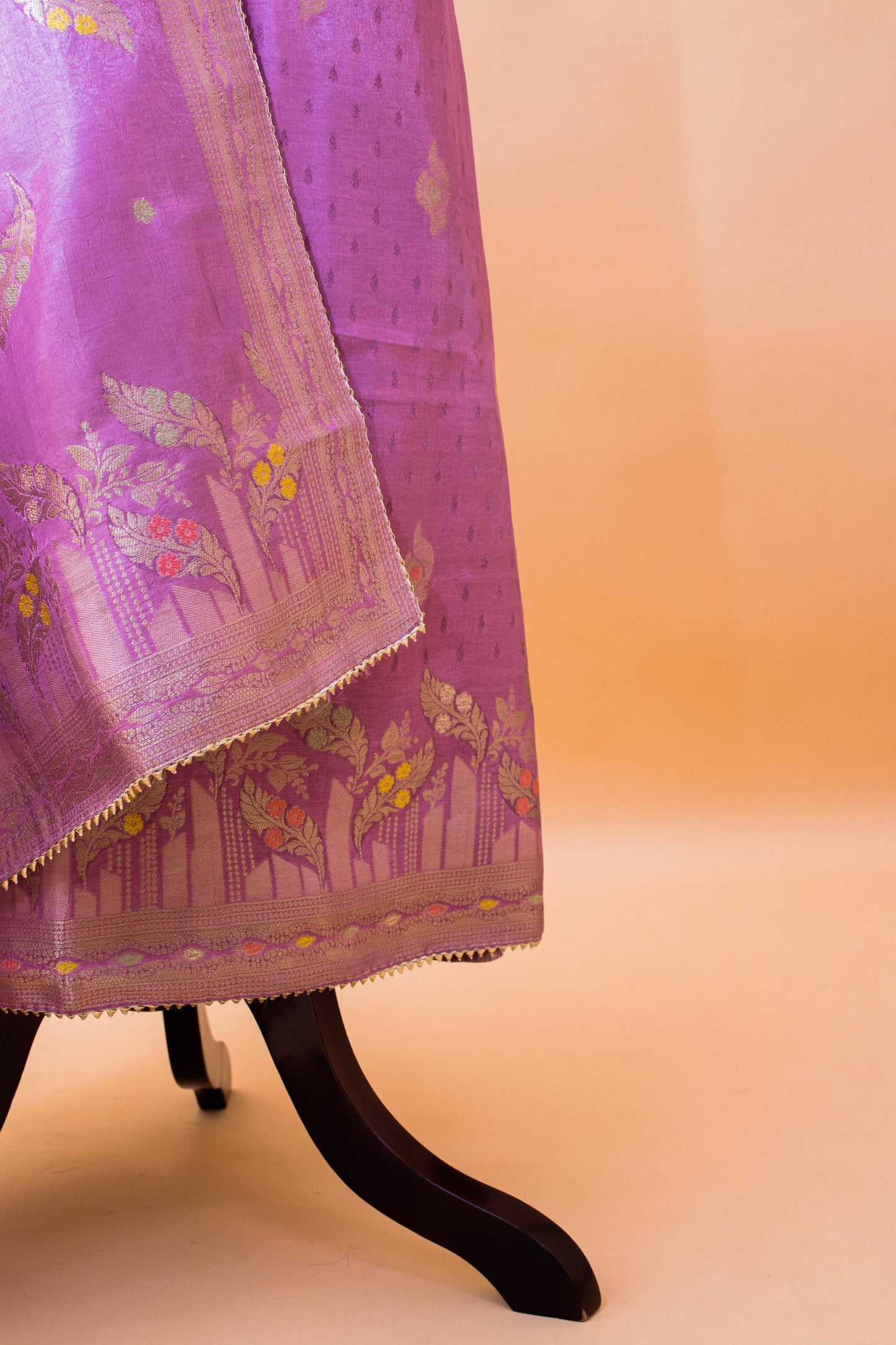 Banarasi Meenakari Weaving Suit Fabric In Chinon Fabric-Purple