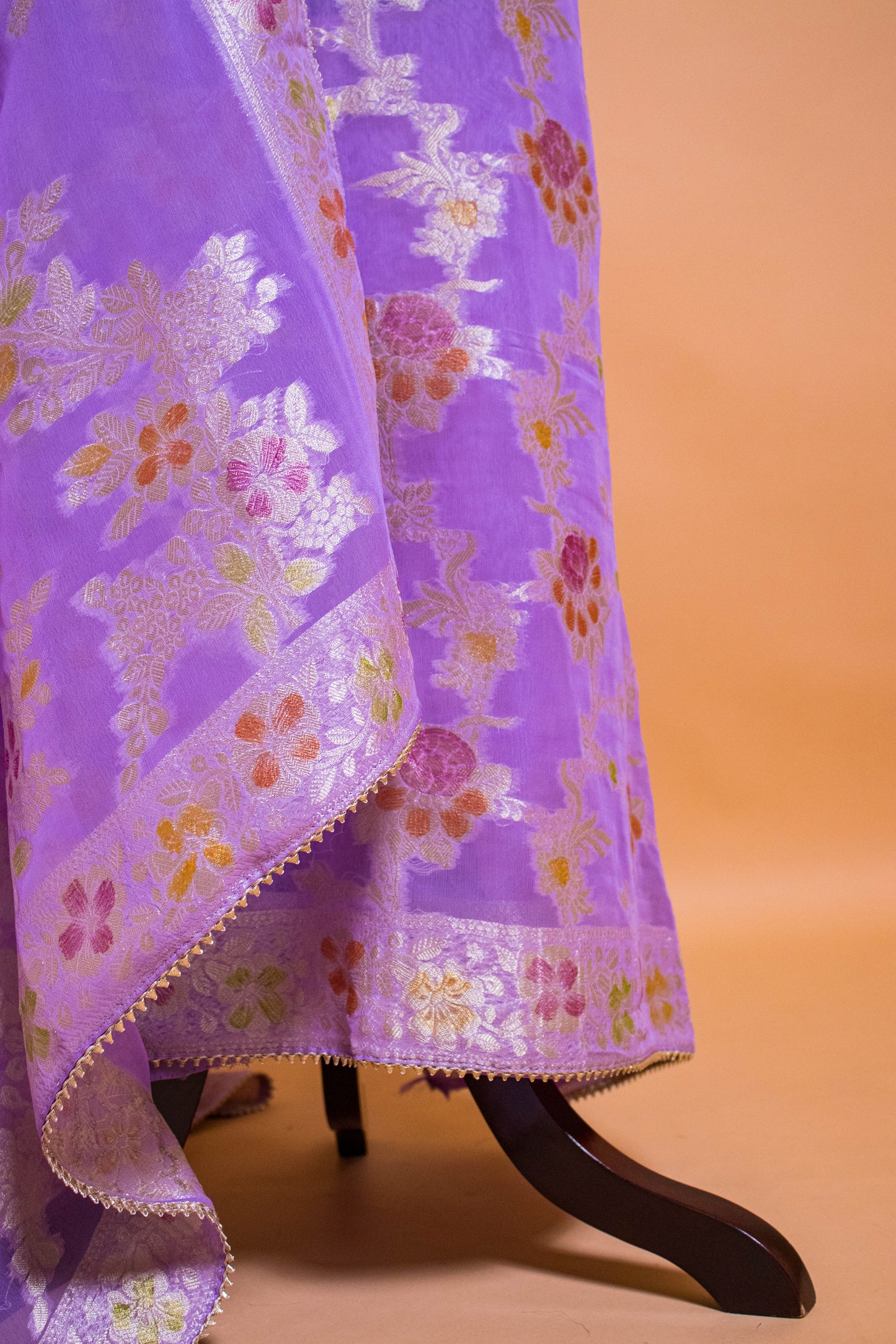 Banarasi Khaddi Georgette Suit Fabric With Hand Brushing Purple