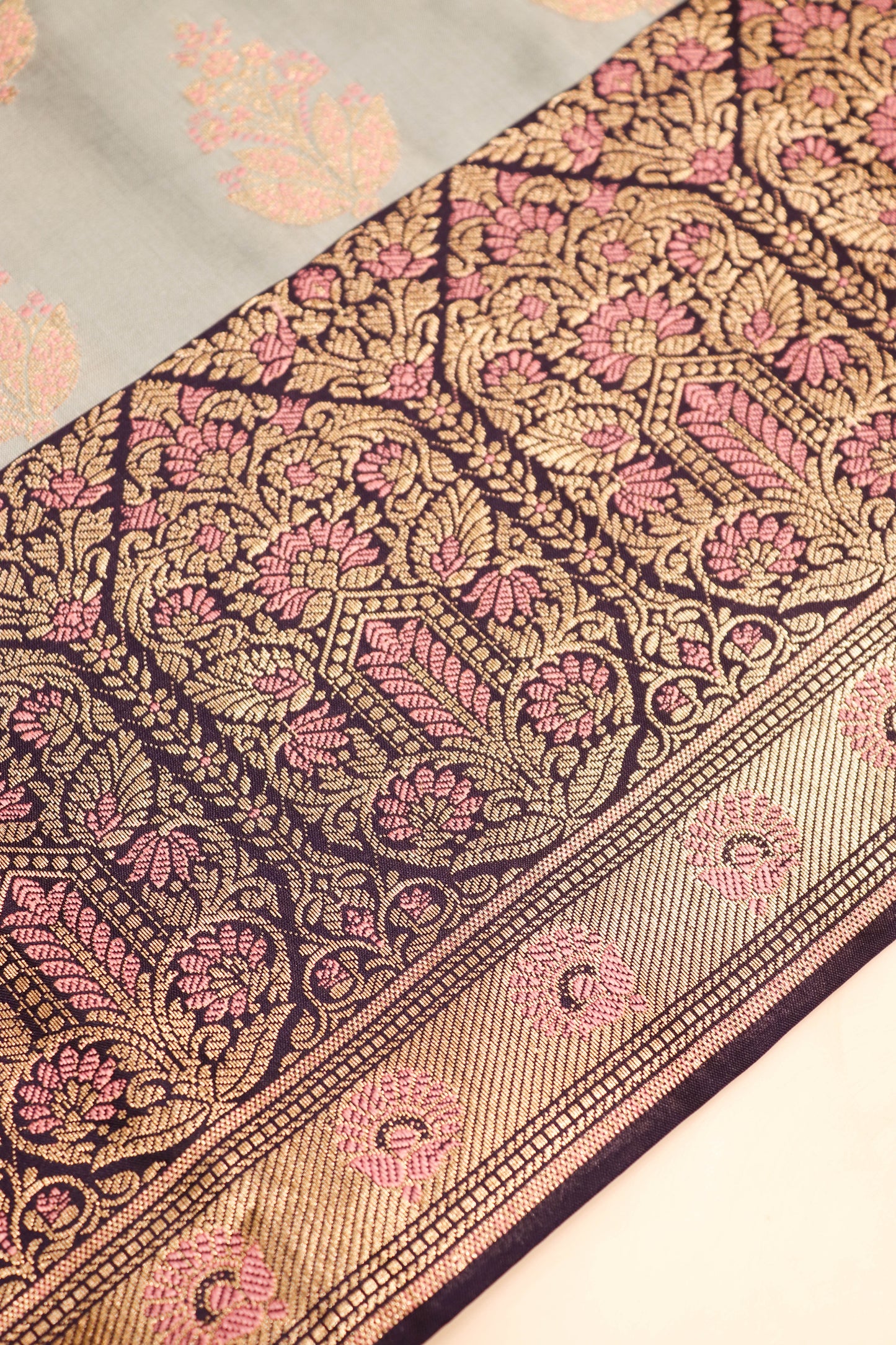 Contrast Meenakari Daaman Butti All Over Contrast Dupatta And Bottom-Purple