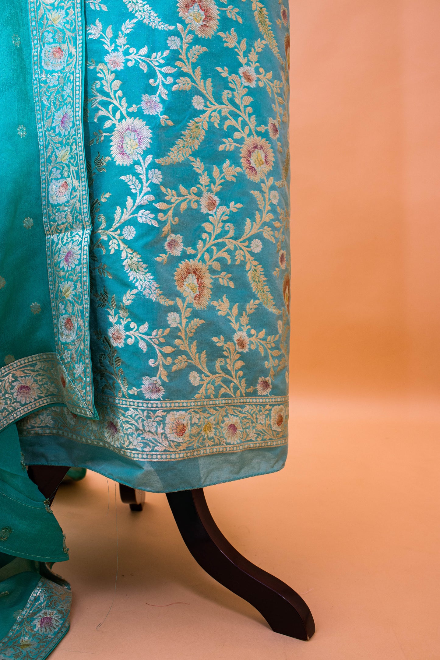 Banarasi Meenakari Jaal Weaving Suit Fabric With Georgette Dupatta-Blue