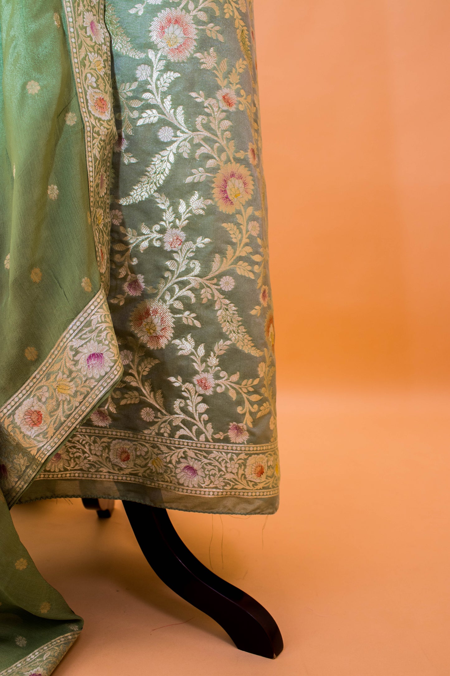 Banarasi Meenakari Jaal Weaving Suit Fabric With Georgette Dupatta-Green