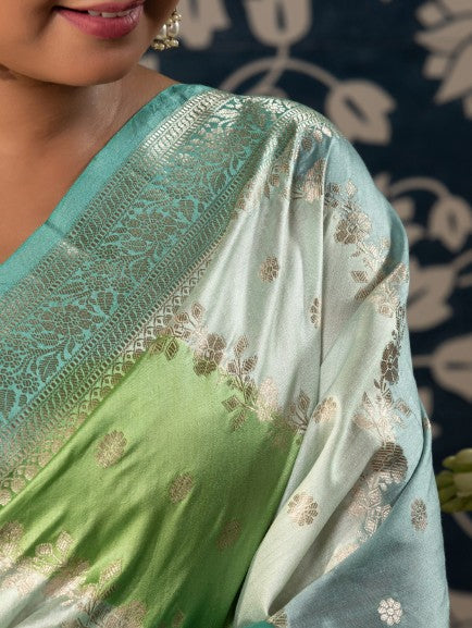 Handloom Banarasi Rangkaat Weaving Saree In Pure Silk-Multi Color