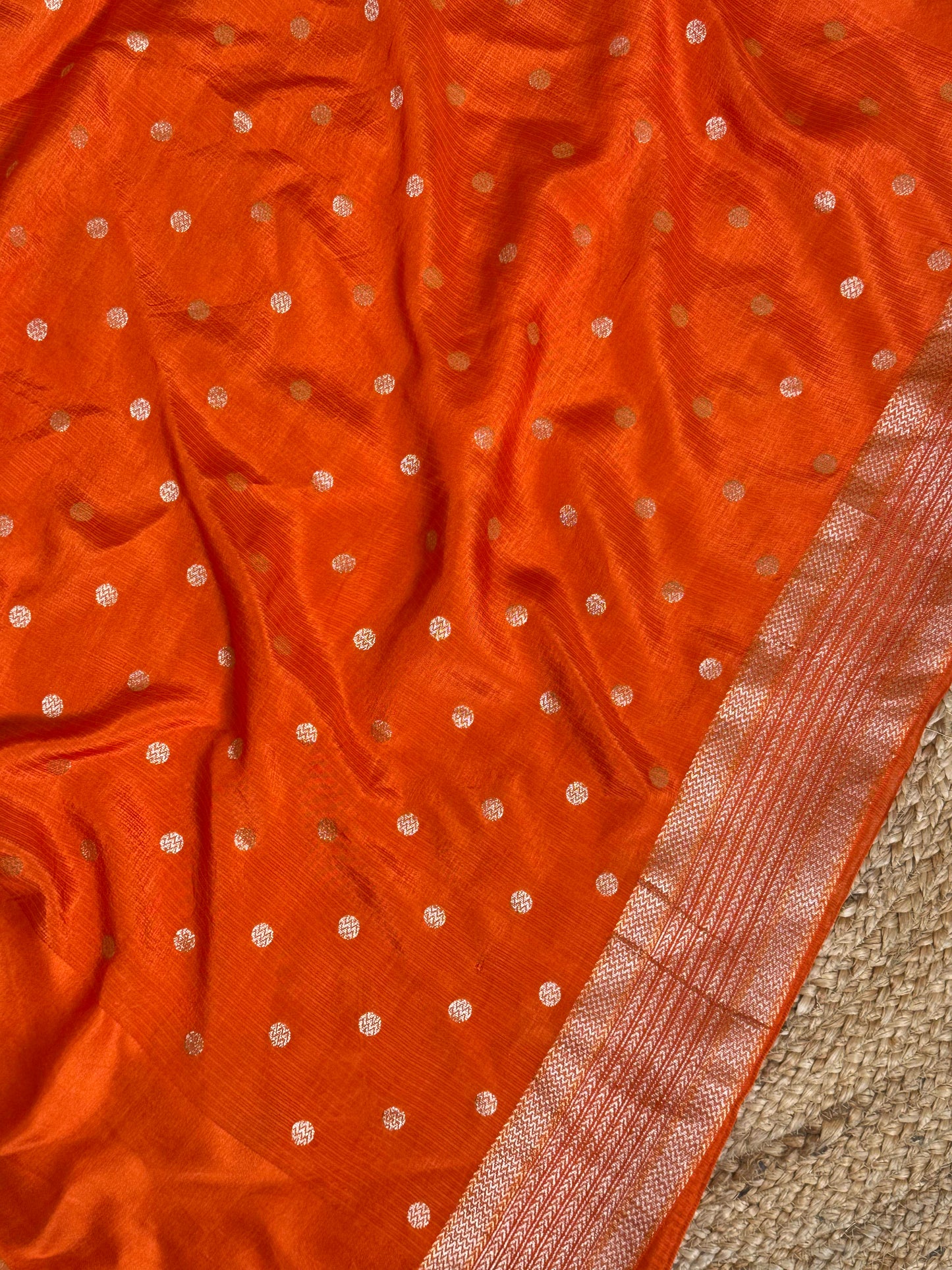 Contemporary Weaved Meenakari Border In Kota Silk Fabric Saree - Orange