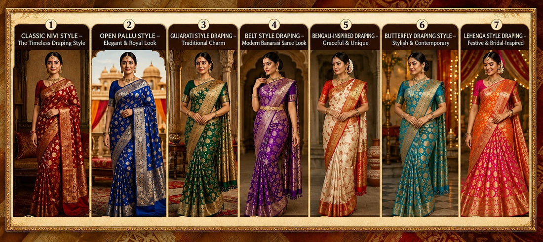 7 Ways to Drape a Banarasi Saree: Step-by-Step Styling Guide for Every Occasion