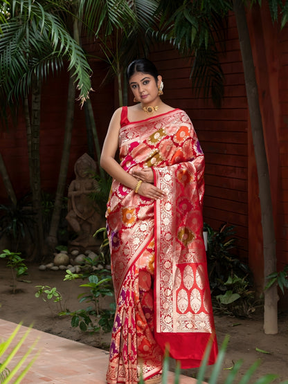Handloom Banarasi Rangkaat Saree In Pure Kataan Silk Multi Color