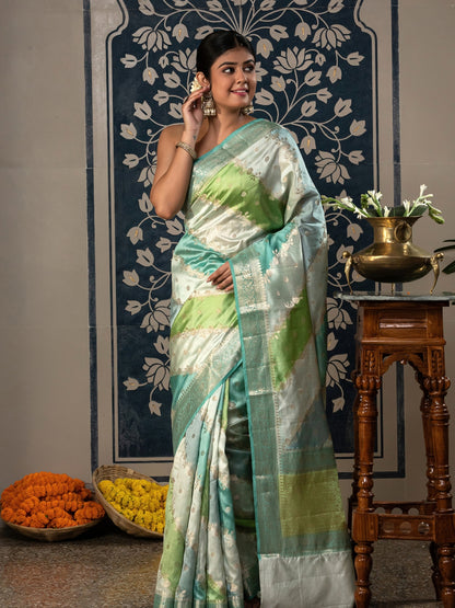 Handloom Banarasi Rangkaat Weaving Saree In Pure Silk-Multi Color