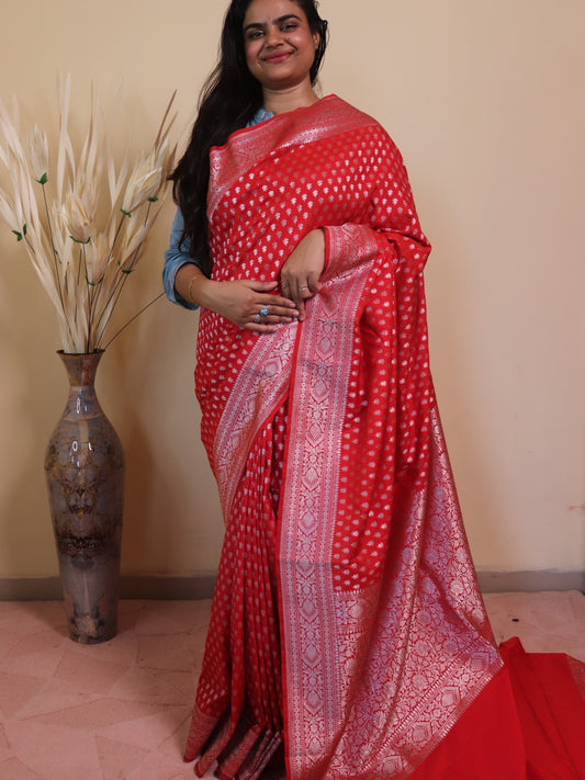 Banarasi Silk With Choti Buti -red