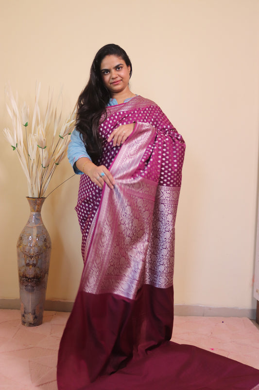 Banarasi Silk Weaved In Choti Buti - Maroon