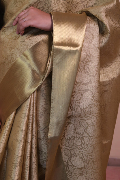 Banarasi Silk Jaal Jacquard Tissue(Neeta Ambani) - Green
