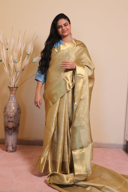 Banarasi Silk Jaal Jacquard Tissue(Neeta Ambani) - Green