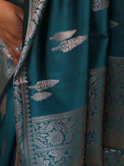 Banarasi Silk Double Buti Weaving - Black